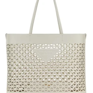 White leather shopping bag