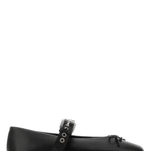 Black leather ballerinas