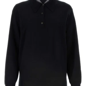 Black cashmere polo shirt