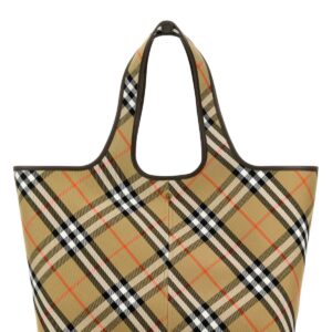 Embroidered canvas medium Check shopping bag