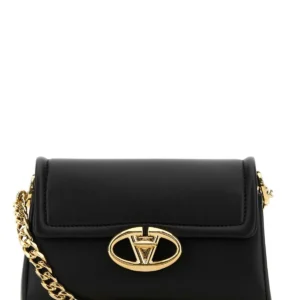 Black leather VLogo shoulder bag