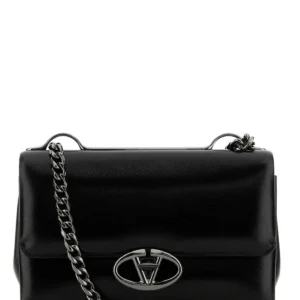 Black leather small VLogo shoulder bag