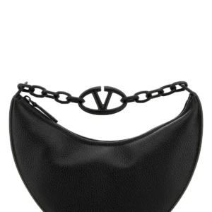 Black leather Hobo VLogo Moon handbag