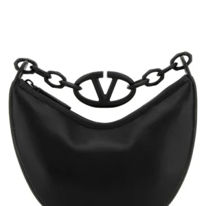 Black leather Hobo VLogo Moon handbag