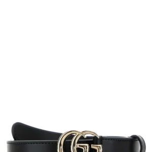 Black leather GG belt