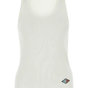 White stretch cotton tank top