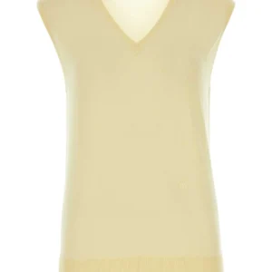 Pastel yellow cotton blend vest
