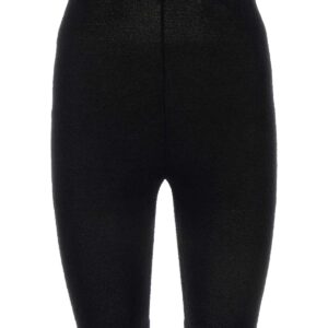 Black stretch terry fabric leggings