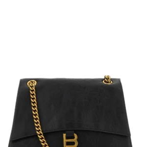 Black leather medium Crush shoulder bag