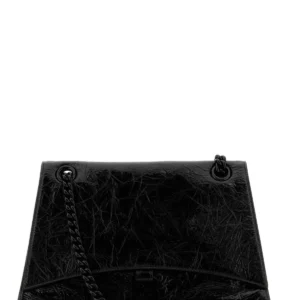 Black leather medium Crush shoulder bag