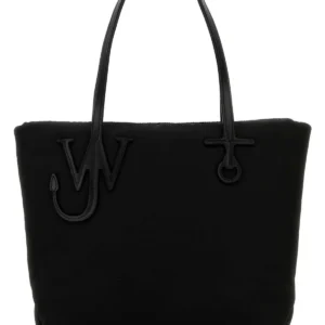 Black fabric Puffy Anchor shopping bag