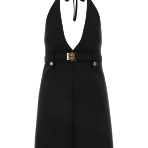 Black stretch wool dress