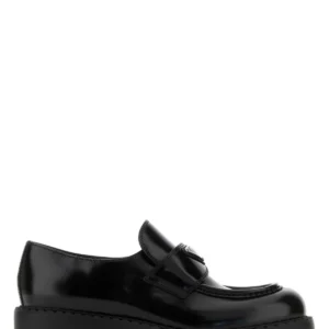 Black leather loafers