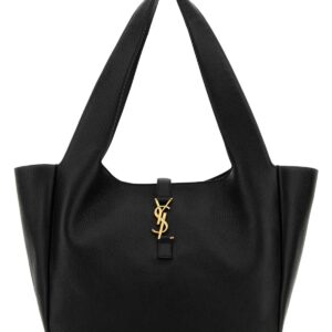 Black leather Le 5 Ã  7 Bea shopping bag