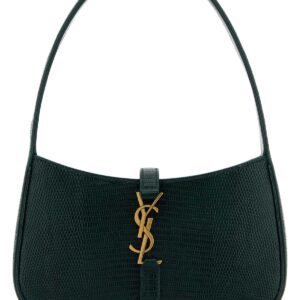 Bottle green leather mini Le 5 Ã  7 handbag