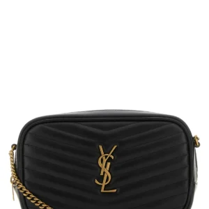 Black leather mini Lou crossbody bag