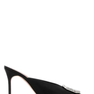 Black satin Camelia mules