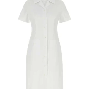 White poplin shirt dress