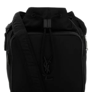 Black nylon bucket bag