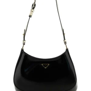 Black leather Cleo shoulder bag
