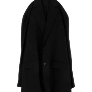 Black viscose blend blazer dress