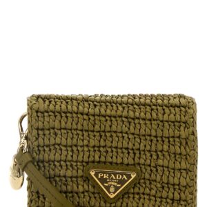 Olive green raffia card holder