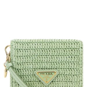 Pastel green raffia card holder