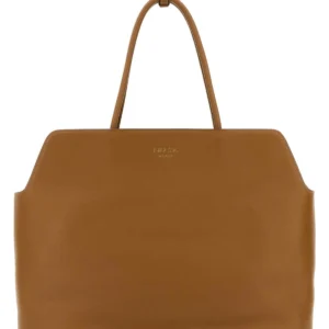 Caramel leather shopping bag