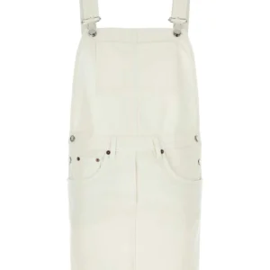 White denim dungarees dress