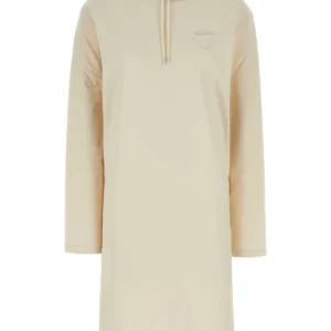 Cream stretch cotton sweatshirt dress