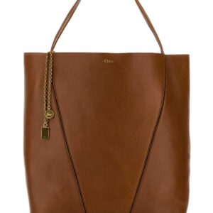 Caramel leather large Spin shopping bag