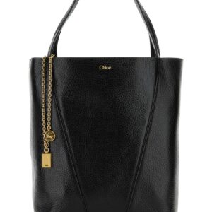 Black leather Spin shopping bag