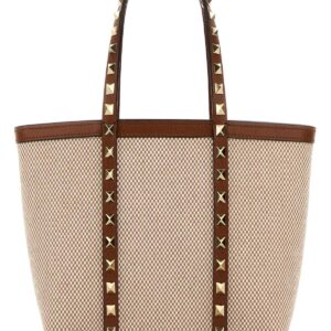 Two-tone canvas medium Rockstud handbag