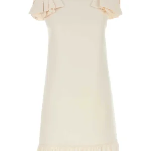 Ivory wool blend dress