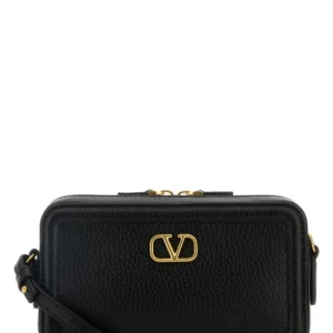 Black leather VLogo crossbody bag