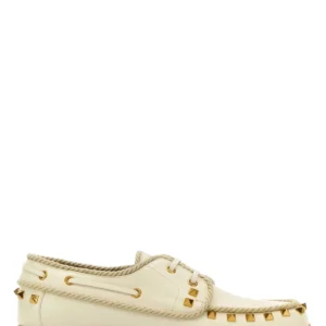 Ivory leather lace-up shoes