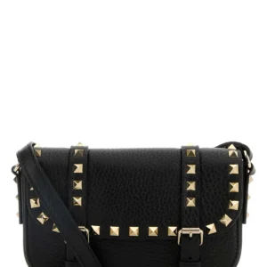 Black leather Rockstud crossbody bag
