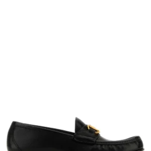 Black leather VLogo loafers