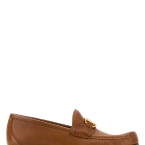 Brown leather VLogo loafers