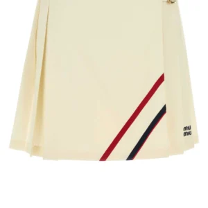 Cream canvas mini skirt