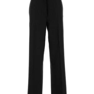 Embroidered stretch wool palazzo pant