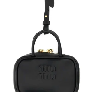 Black leather Beau keyring necessaire