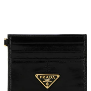Black leather card holder