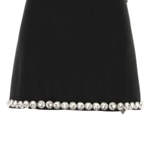 Black acetate blend mini skirt