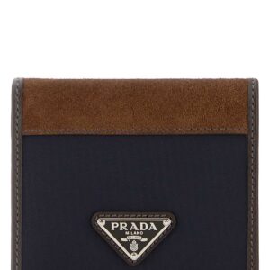 Two-tone fabric and suede wallet