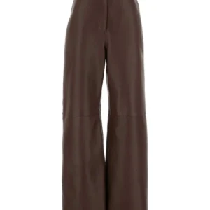 Chocolate nappa leather pant