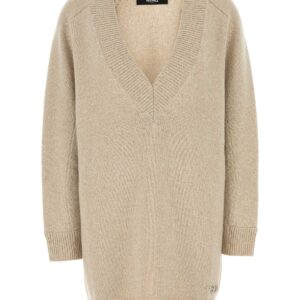 Melange beige wool blend sweater dress