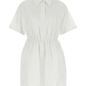 White poplin shirt dress