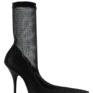 Black nappa leather and mesh Avenue ankle boots