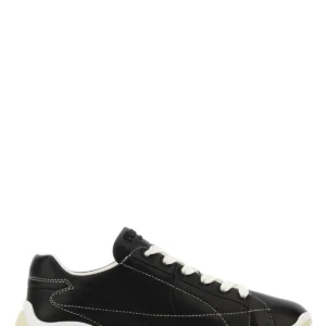 Black leather sneakers